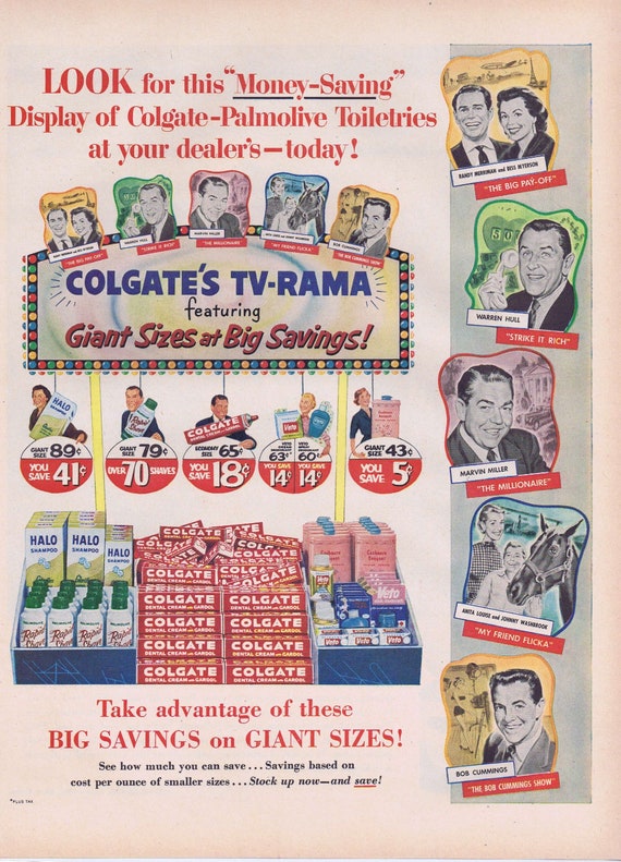 1961 Colgate’s Toothpaste TV-Rama with Stars or Hygrade Food Products with Picnic by the Sea Nice Romantic Photo Original Vintage Ad