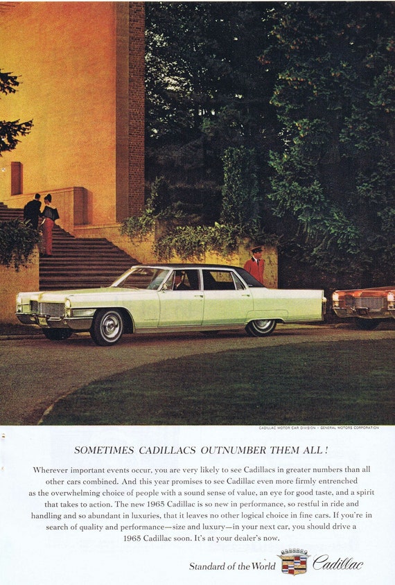 1965 Beautiful Cadillac Sedan Automobile Original Vintage Advertisement