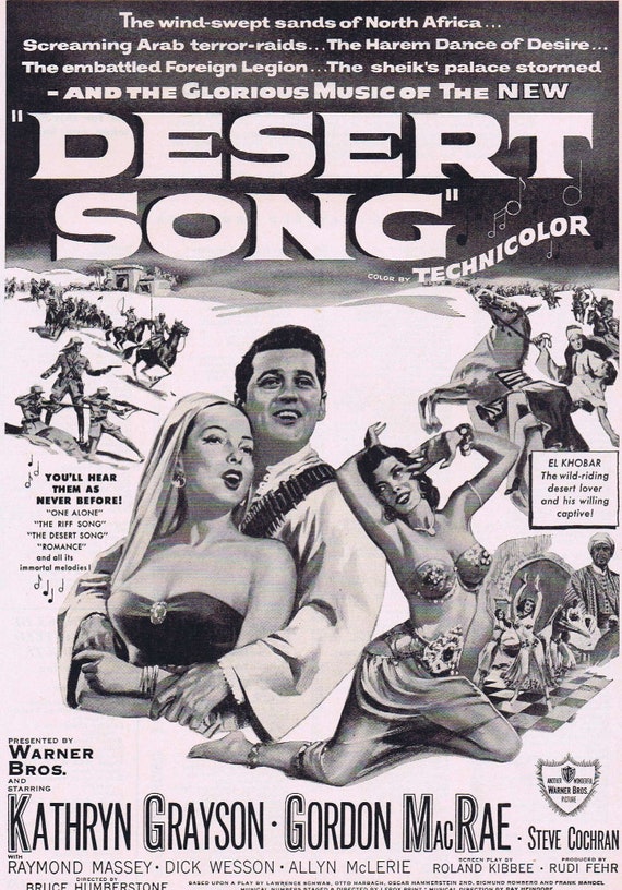 Desert Song 1953 Original Vintage Movie Ad with Kathryn Grayson and Gordon MacRae