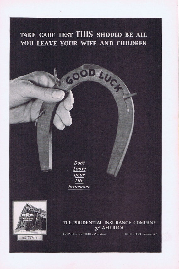 Good Luck Horseshoe by Prudential Insurance or Lincoln 12 Car in Old 1931 Ad