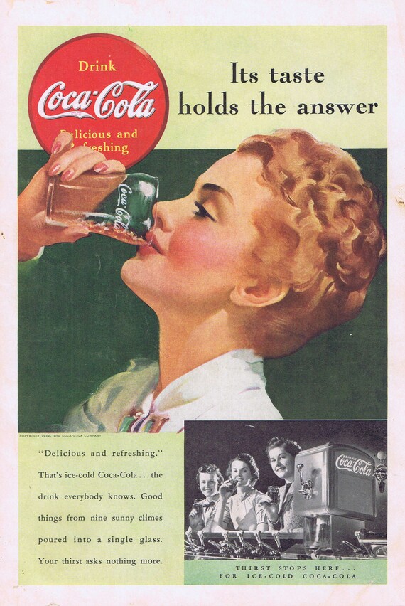 1939 Coca-Cola Soda and Girls at Soda Fountain or Lincoln-Zephyr V-12 Original Vintage Advertisement