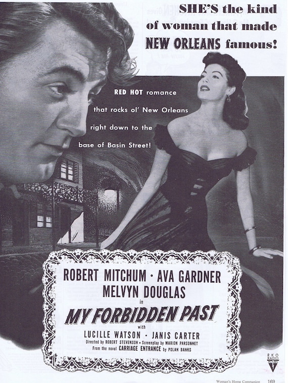 My Forbidden Past 1951 Original Vintage Large Movie Ad with Robert Mitchum and Ava Gardner