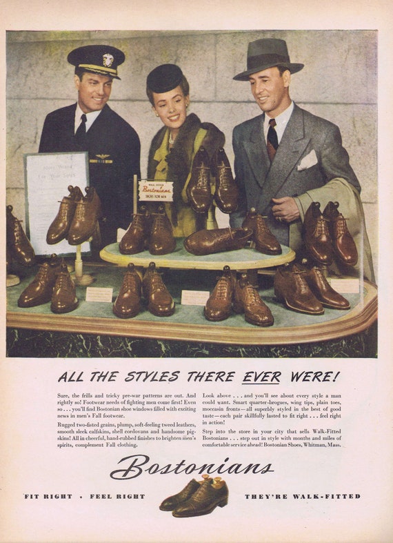 1944 Bostonian Men’s Shoes or Du Barry Beauty Products by Richard Hudnut Original Vintage Advertisement