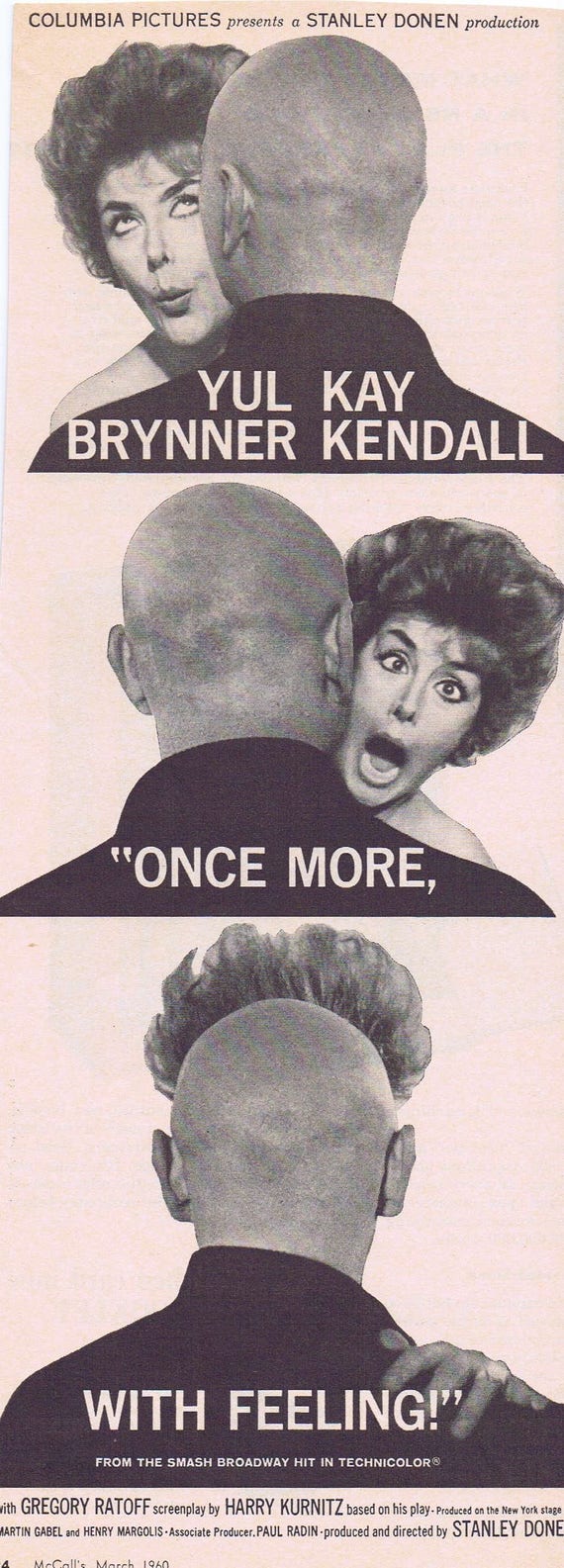 Once More, With Feeling 1960 Original Vintage Movie Ad with Yul Brynner and Kay Kendall