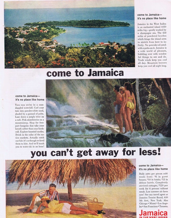 1961 Travel to Jamaica in the West Indies or Phoenix Arizona Valley of the Sun Original Vintage Ad Free Shipping