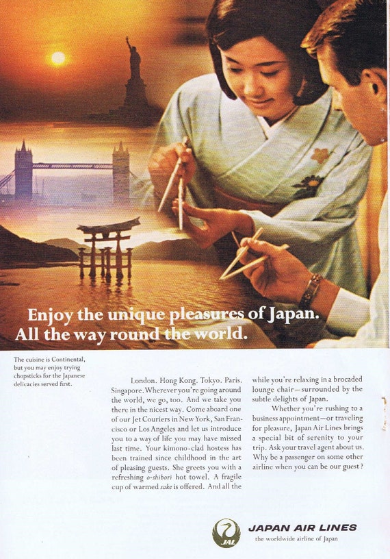 1968 Japan Air Lines or Hamilton Thin-0-Matic Watch Original Vintage Advertisement
