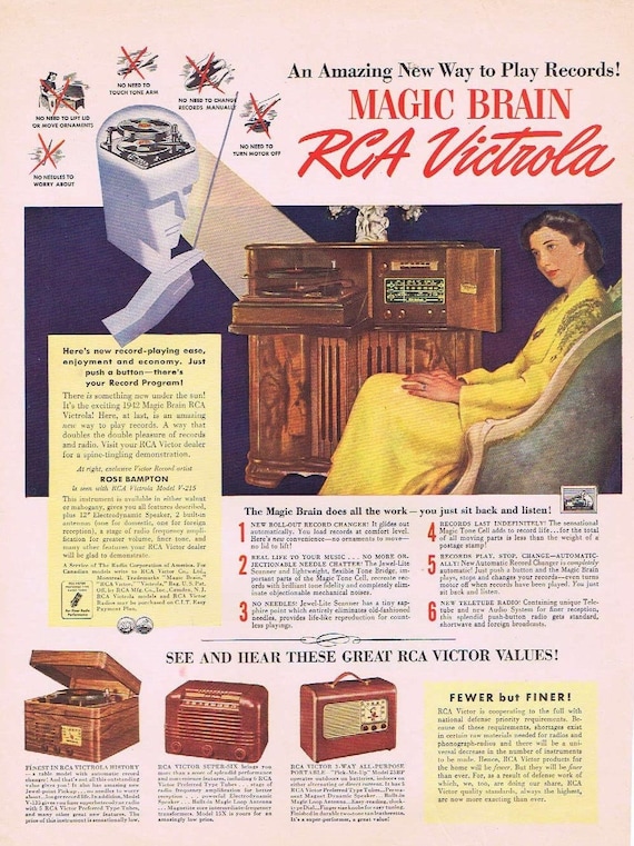 1942 Rca Magic Brain Victrola Record Player Vintage Ad With Etsy 1942 Rca Magic Brain Victrola Record Player Vintage Ad With Etsy