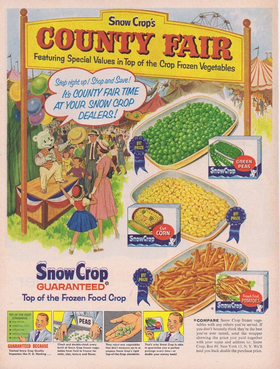 1957 Snow Crop’s County Fair of Frozen Vegetables or Du Pont Lucite Lacquer Paint with Beautiful Ladies