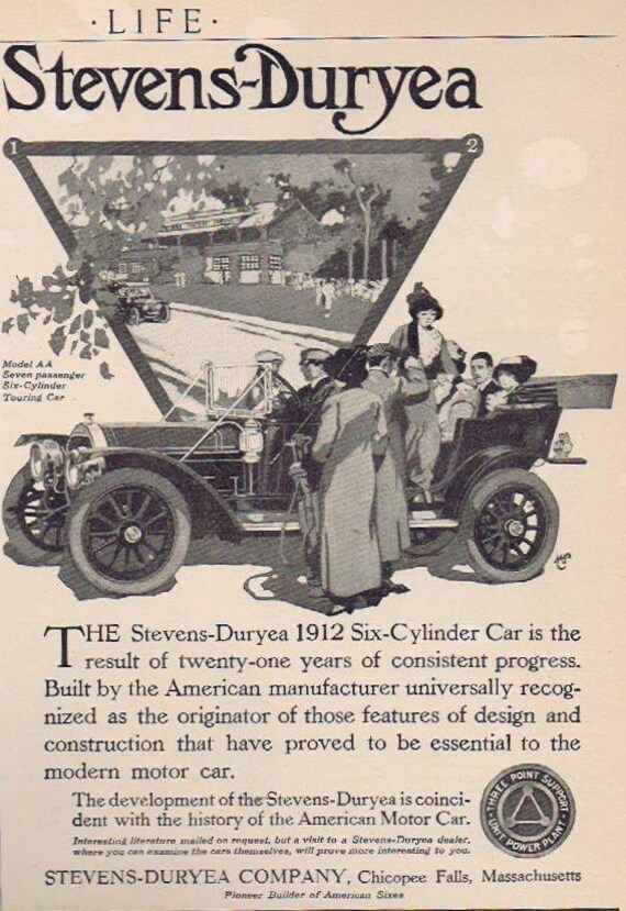 1912 Stevens-Duryea Model AA Six-Cylinder  Seven Passenger  Touring Car Original Advertisement