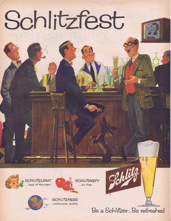 1957 Schlitz Beer and Schlitzfest Two Ads on One Page Original Vintage Advertisement with Schlitz Phrases