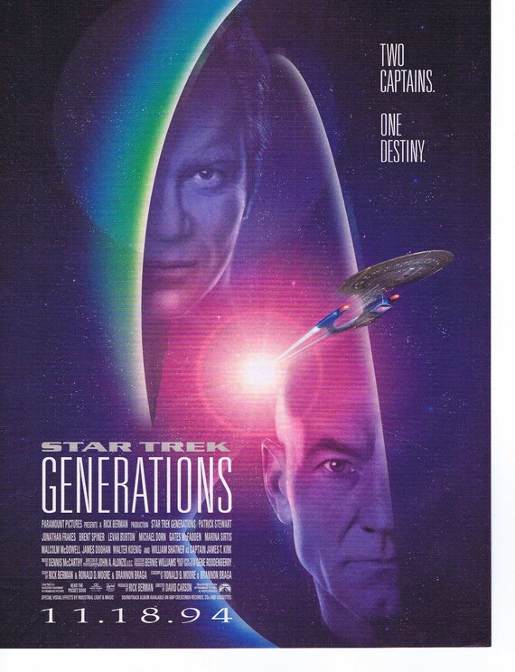 Star Trek Generations 1994 Original Movie Advertisement with Patrick Stewart and William Shatner