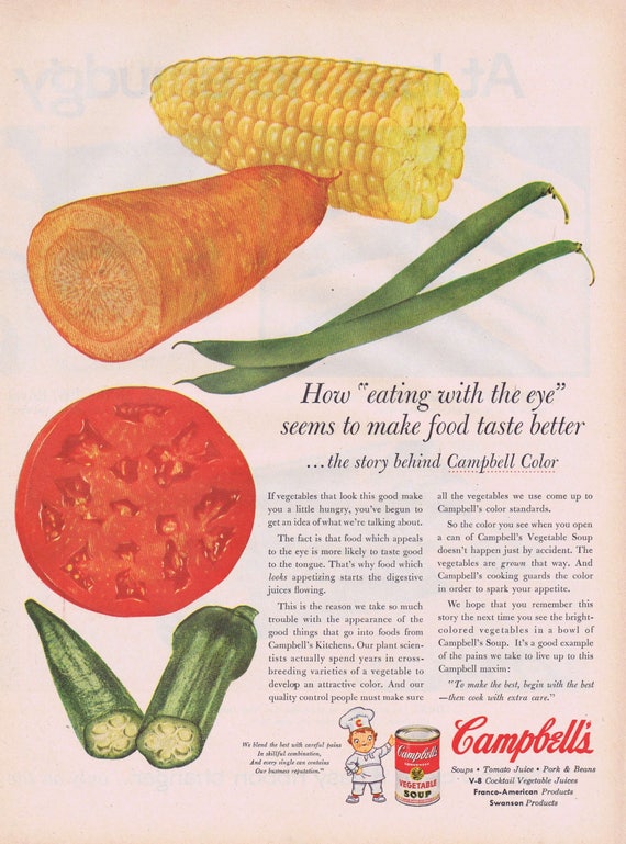 1956 Campbell’s Soup Story Behind the Campbell Color Original Vintage Advertisement Eating With the Eye