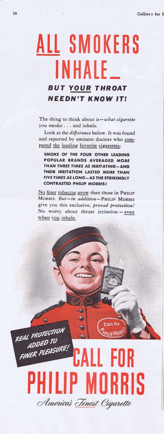 Phillip Morris 1942  Original Vintage Ad with Johnny Roventini