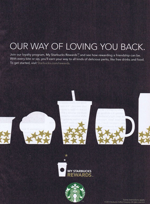 Starbucks Rewards 2013 Original Advertisement Free Shipping