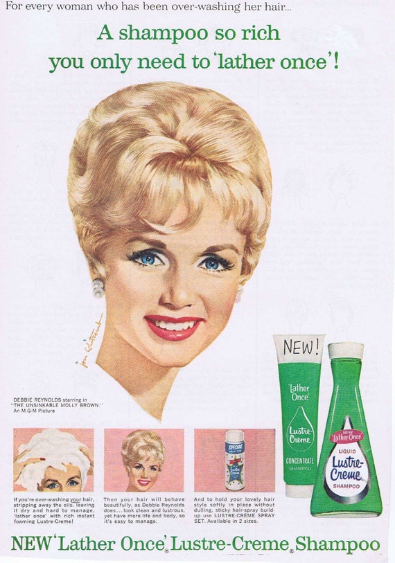 Debbie Reynolds 1964 Lustre-Crème Shampoo Original Vintage Advertisement starring in “Unsinkable Molly Brown”