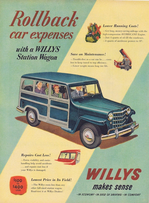 1957 Willys Station Wagon Original Vintage Automobile Advertisement