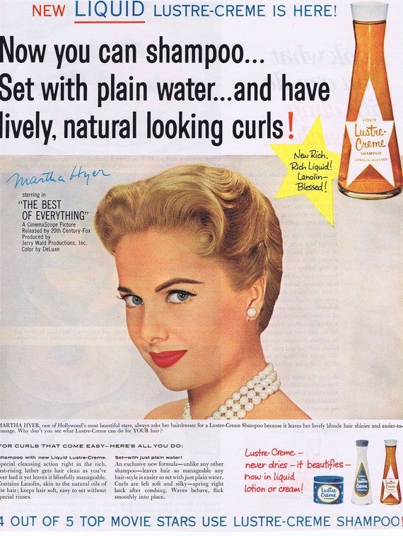 1959 Beautiful Martha Hyer Lustre-Crème Shampoo Starring in the Best of Everything Movie Original Vintage Advertisement