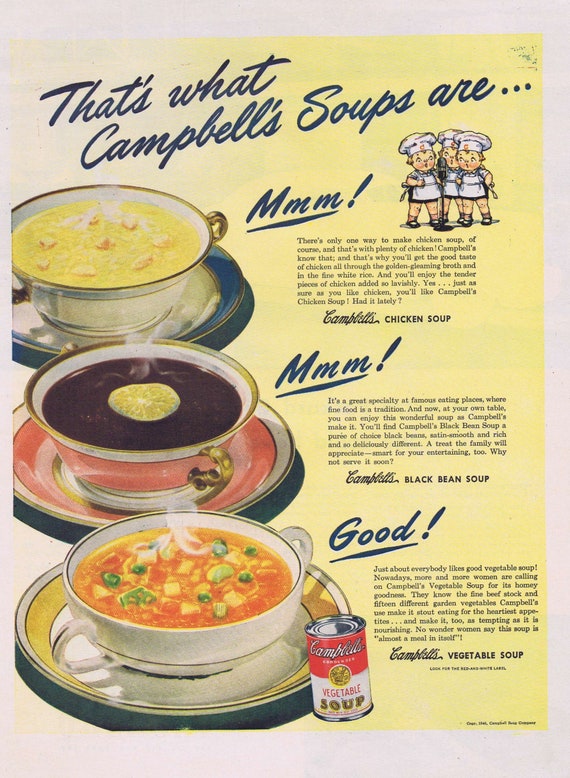 1946 Campbell’s Soups Original Vintage Advertisement with Campbell’s Kids