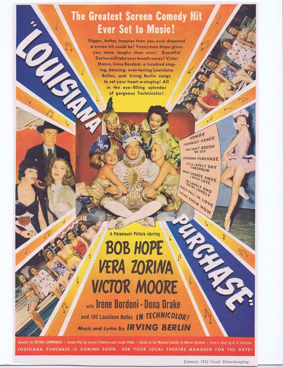 Louisiana Purchase 1942 Original Movie Advertisement with Bob Hope and Vera Zorina