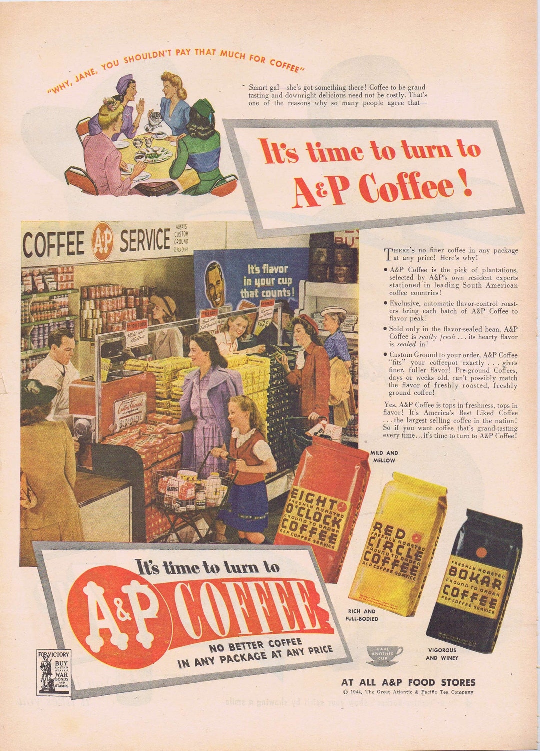 1944 A&P Coffee and Old Grocery Store Photo or 7up Soft Drinks Be a ...