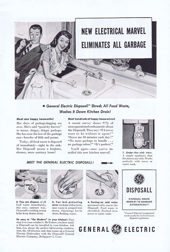 Old General Electric Kitchen Garbage Disposal Ad