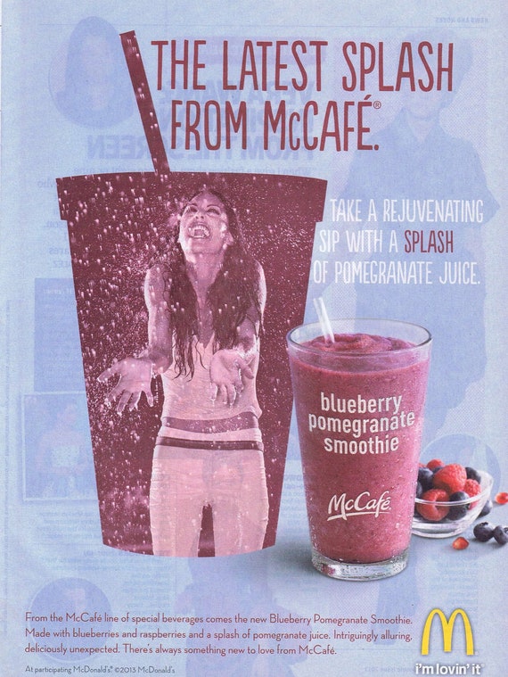 McCafe Blueberry Pomegranate Smoothie 2013 McDonald’s Original Advertisement Free Shipping