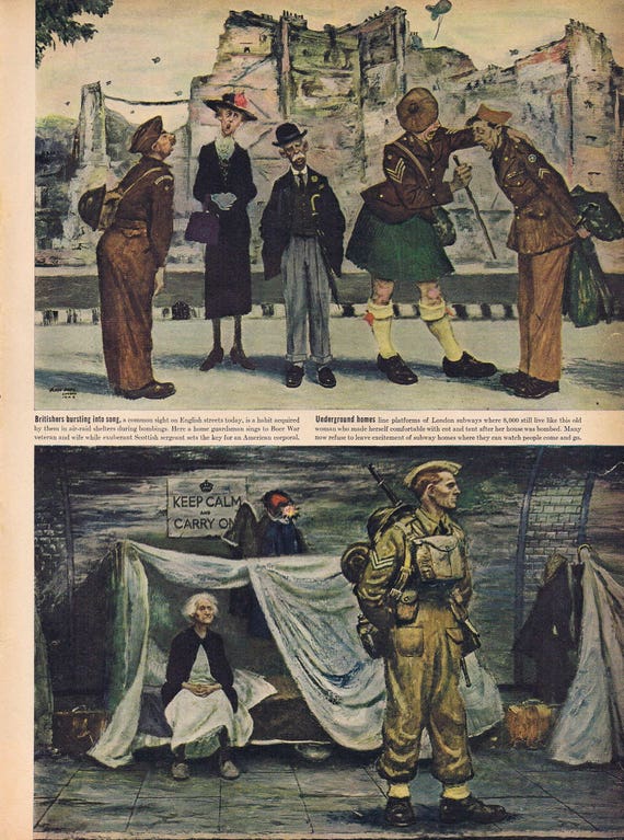 1943 Ww2 England At War Floyd Davis Art Original Vintage Etsy