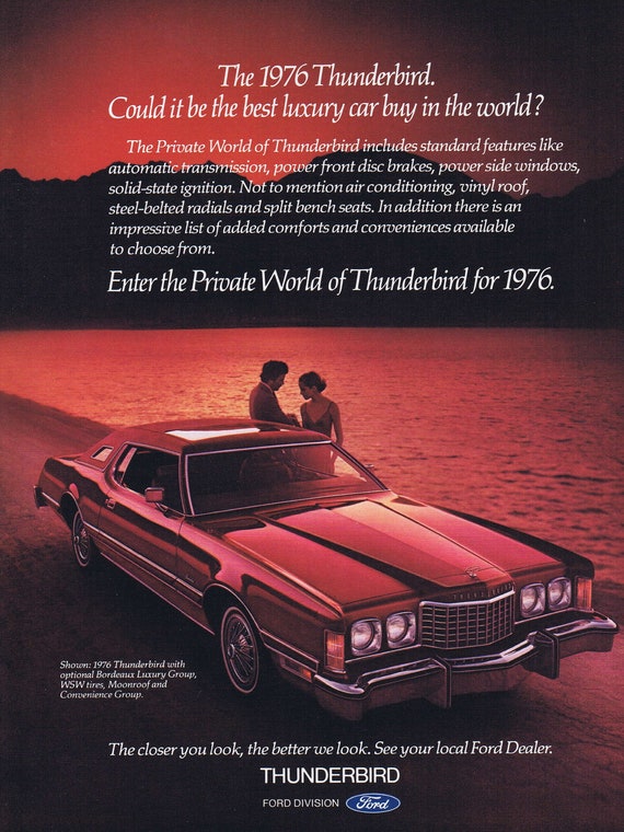 Private World of 1976 Thunderbird by Ford Original Vintage Car Advertisement