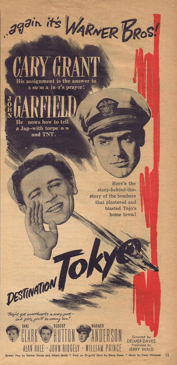 World War Two 1943 Cary Grant Vintage Movie Ad Free Shipping