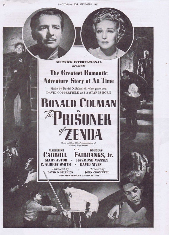 Ronald Coleman The Prisoner of Zenda 1937 Old Movie Ad