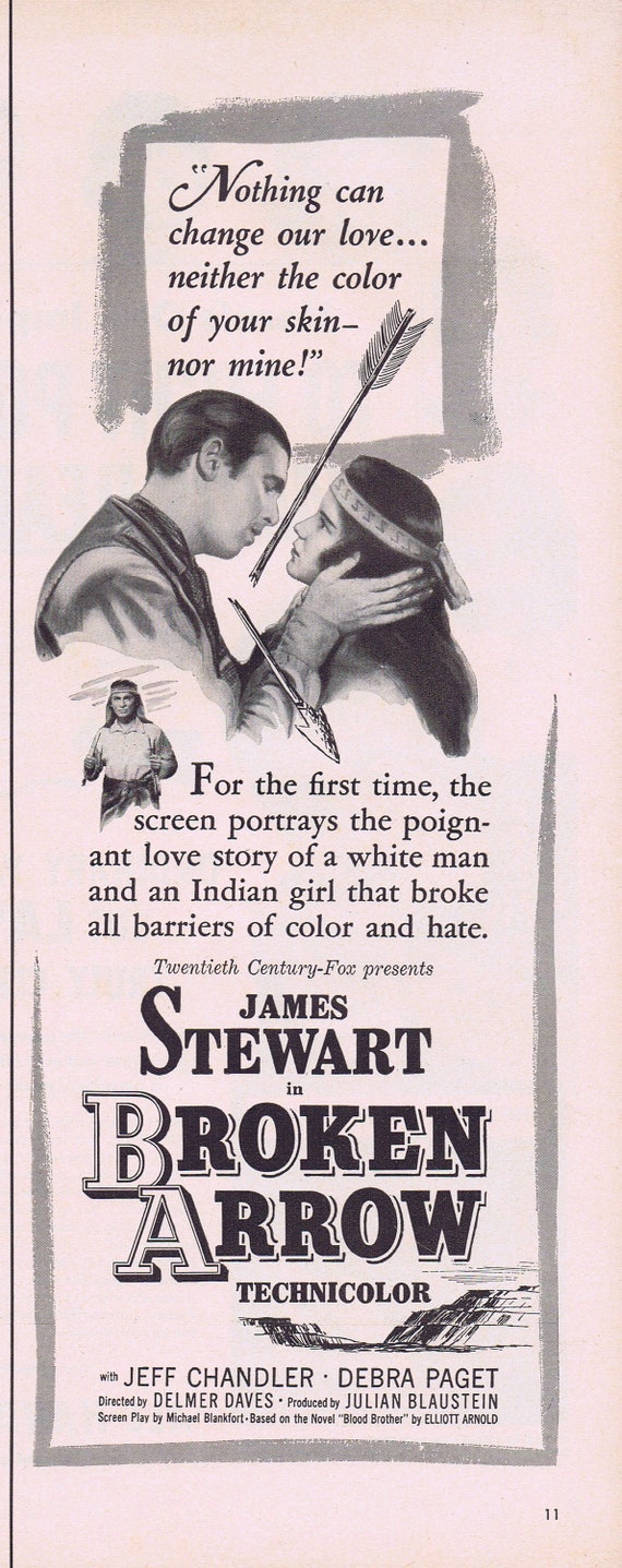 Broken Arrow and James Stewart 1950 Original Movie Advertisement with Debra Paget