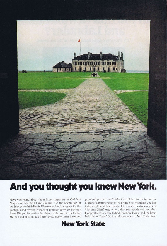 1972 Old Fort Niagara and New York State or Newfoundland and Labrador Canada Original Vintage Advertisements