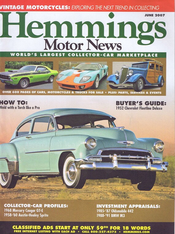 1952 Chevrolet Fleetline Deluxe Photo Cover Hemmings Motor News Magazine June 2007 Free Shipping