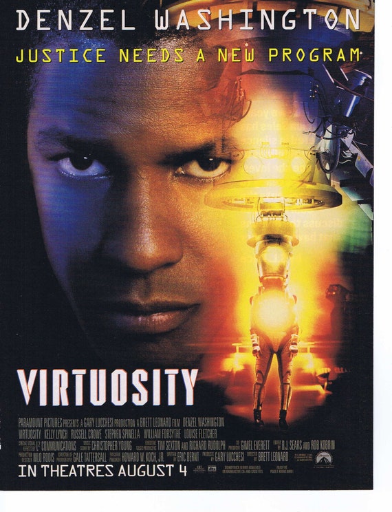 Virtuosity 1995 Original Movie Advertisement with Denzel Washington