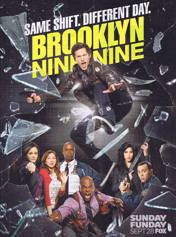 Brooklyn Nine-Nine TV Series with Andy Samberg, Stephanie Beatriz, Terry Crews and Cast 2014 Advertisement