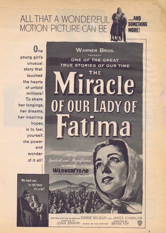 Movie Advertisement 1952 The Miracle of Our Lady of Fatima