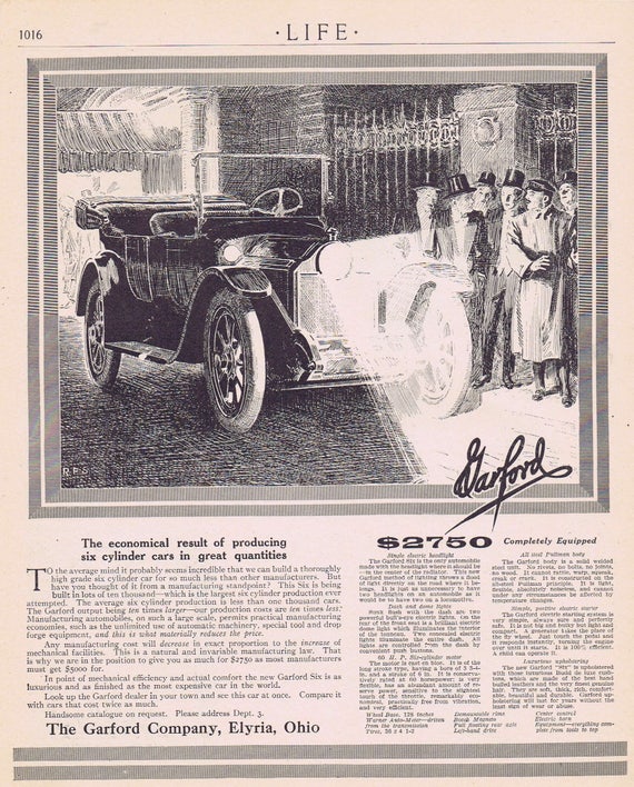 1913 Garford Vintage Automobile or Franklin Simon & Co Women’s New Model Sports Coats Original Vintage Advertisement