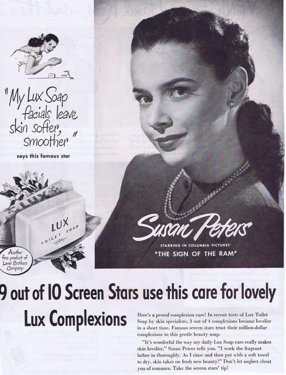 Susan Peters 1948 Lux Toilet Soap Original Vintage Ad a Tragic Life Story