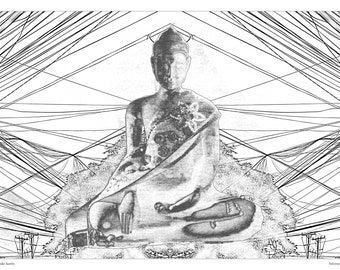 electric wire buddha print