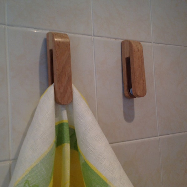Solid oak magic marble towel holder, tea towel holder, hand towel holder, hand towel hook, kitchen towel