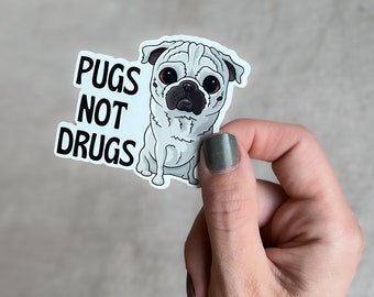 Pugs Not Drugs - pug dog gifts - 2.5” sticker