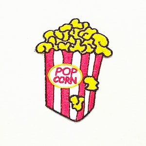 Strykmärke med popcornmotiv: Broderad applikation (B 6 cm x H 8 cm)