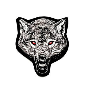 Embroidered Wolf Patch: Iron-On Applique (9.3x10.2cm)