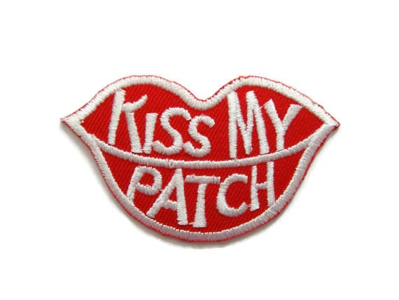 Kiss My Patch Iron-on Embroidered Patch Red Lips DIY Clothing Accent Funny  Jeans Butt Sewing Applique Bum Fanny Crotch Panties Playful Tease