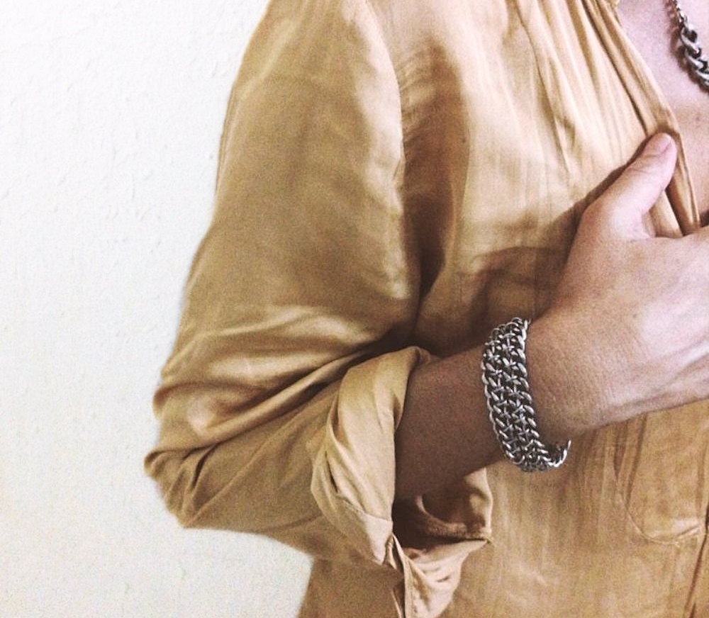 Silver bracelet Link bracelet oxidized silver bracelet wrap Etsy