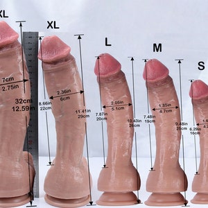 5 maten Supergrote dildo, gigantische dildo, fantasiedildo, ultra-realistische dildo, realistische dildo met zuignap, realistische lul in huidskleur. afbeelding 7