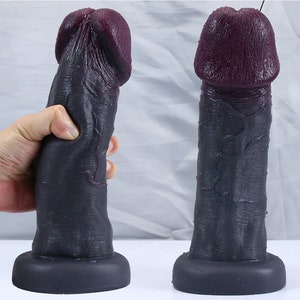 3 COLOR Large Glans Dildo, Sexy Foreskin Dildo, Ultra Realistic Dildo, Fantasy Dildo, Skin Color realistic Cock, Liquid Silicone Dildos. Dark