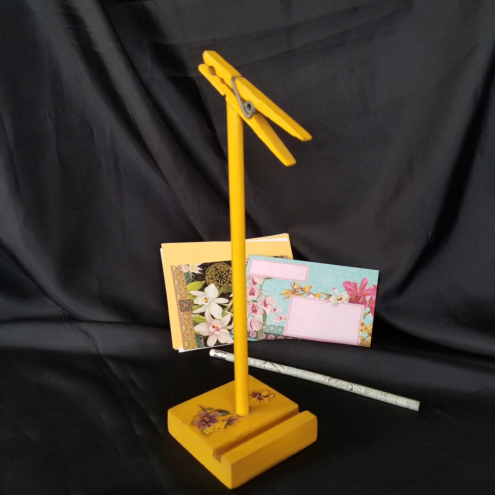 Wood Clothespin Holder Stand Picture Stand Notes or Mail Etsy