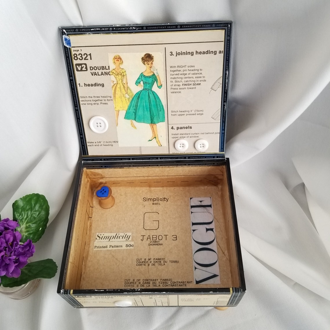 Sewing Themed Notions Box Keepsake Box Memory Box Altered Etsy