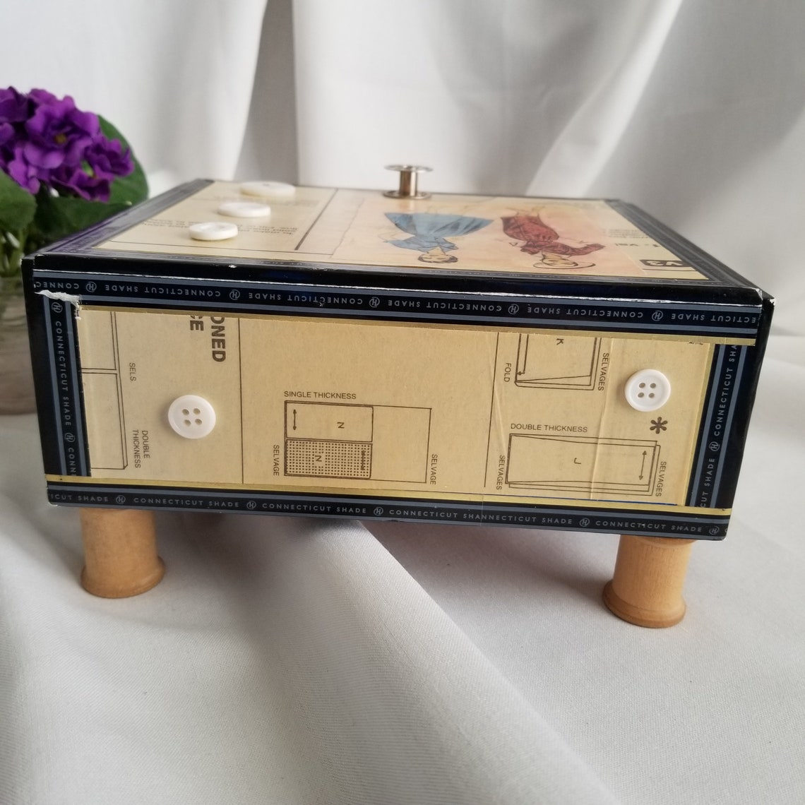 Sewing Themed Notions Box Keepsake Box Memory Box Altered Etsy